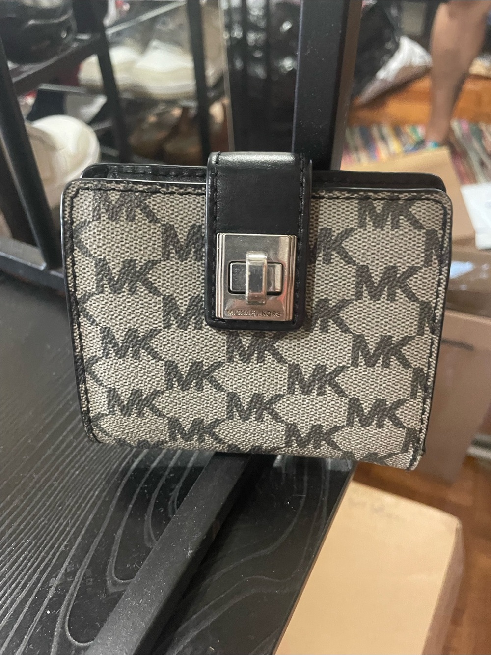 MICHAEL Michael Kors Gray MK Monogram Phone Case with Turn-Lock Strap